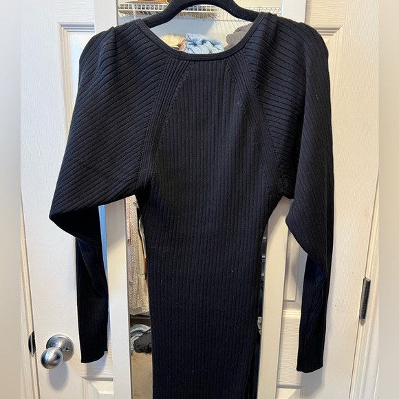 Good American Long Sleeve Black Ribbed Sweater Dress - Picture 4 of 6